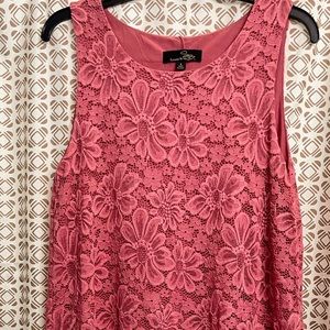 Suzanne Betro Rose Pink Sleeveless Lace Sheath Dress Women’s Size Small